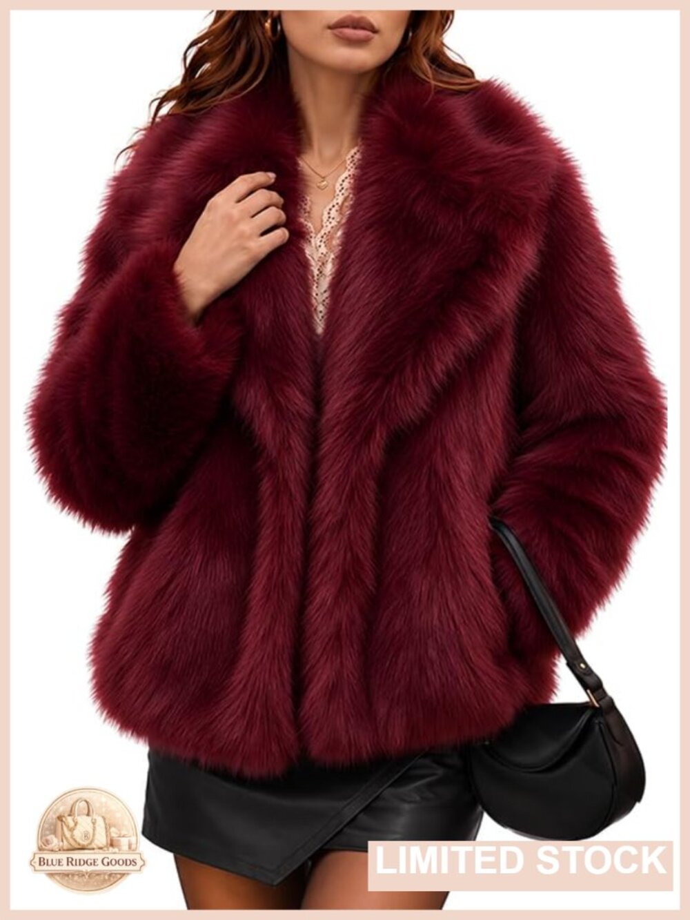 Faux Fur Cropped Jacket Fluffy Furry Winter Warm Short Coat with Pockets